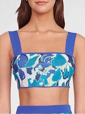 STAUD Blue Zola Knit Cropped Tank Top
